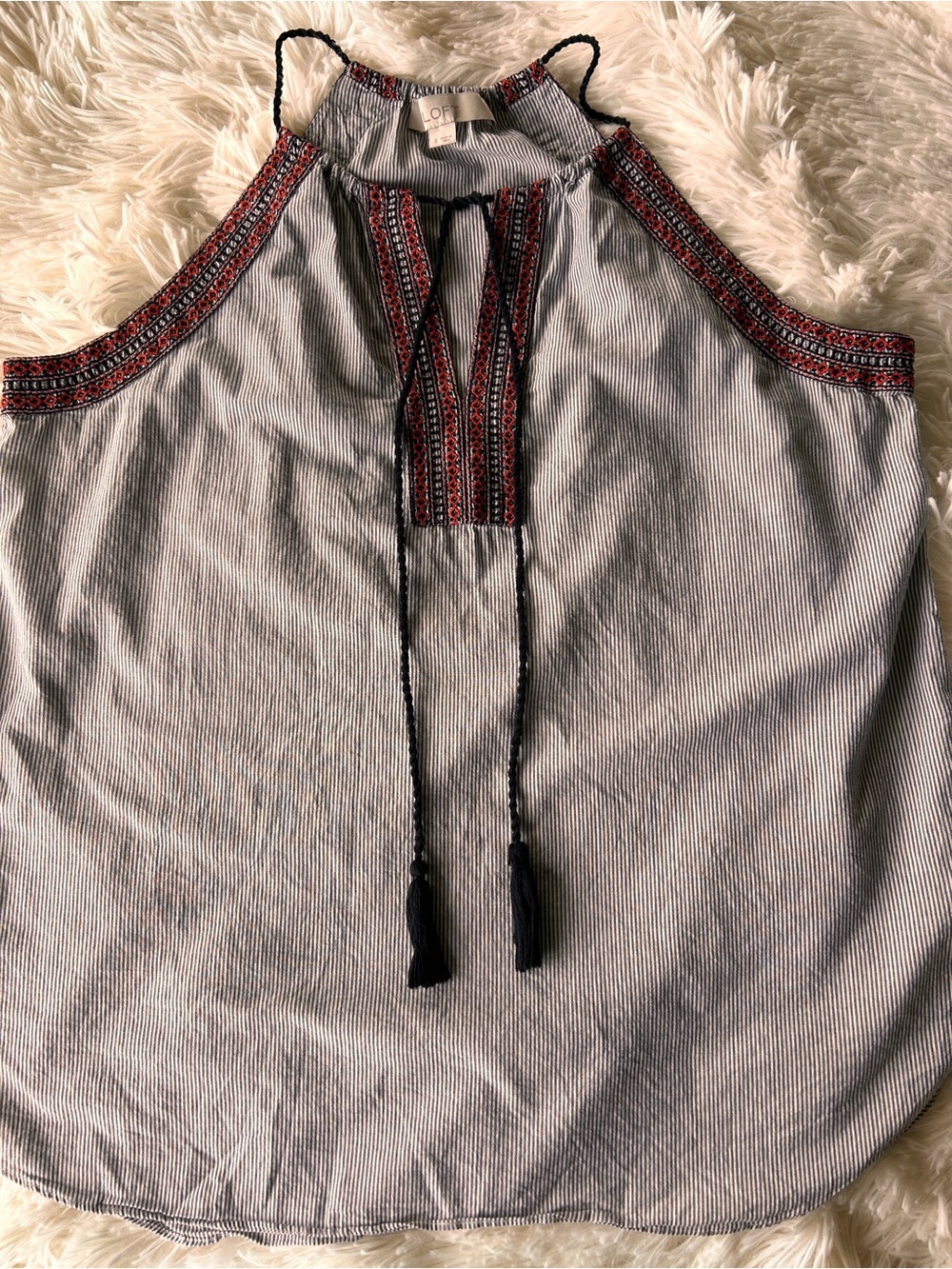 Loft Embroidered Tank Top - Size Small
